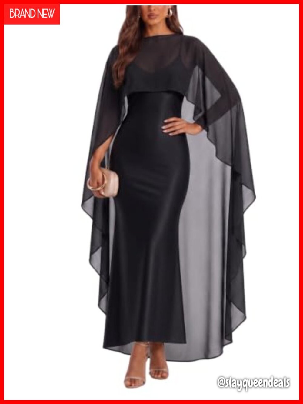 2 Piece Evening Dress Set Bodycon Mermaid with Sheer Mesh Cape